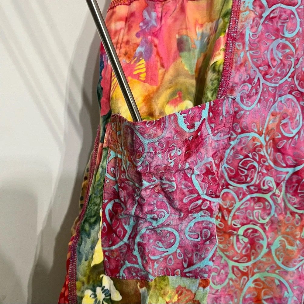 Tropical Tantrum Dress‎ Hawaii Bright Floral Patchwork Pockets Boho XS Mini - Picture 4 of 9